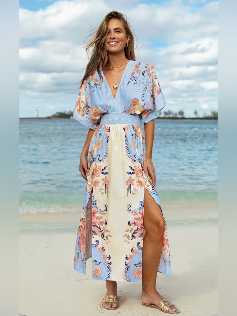 Cupshe Watercolor Morning Floral Maxi Dress